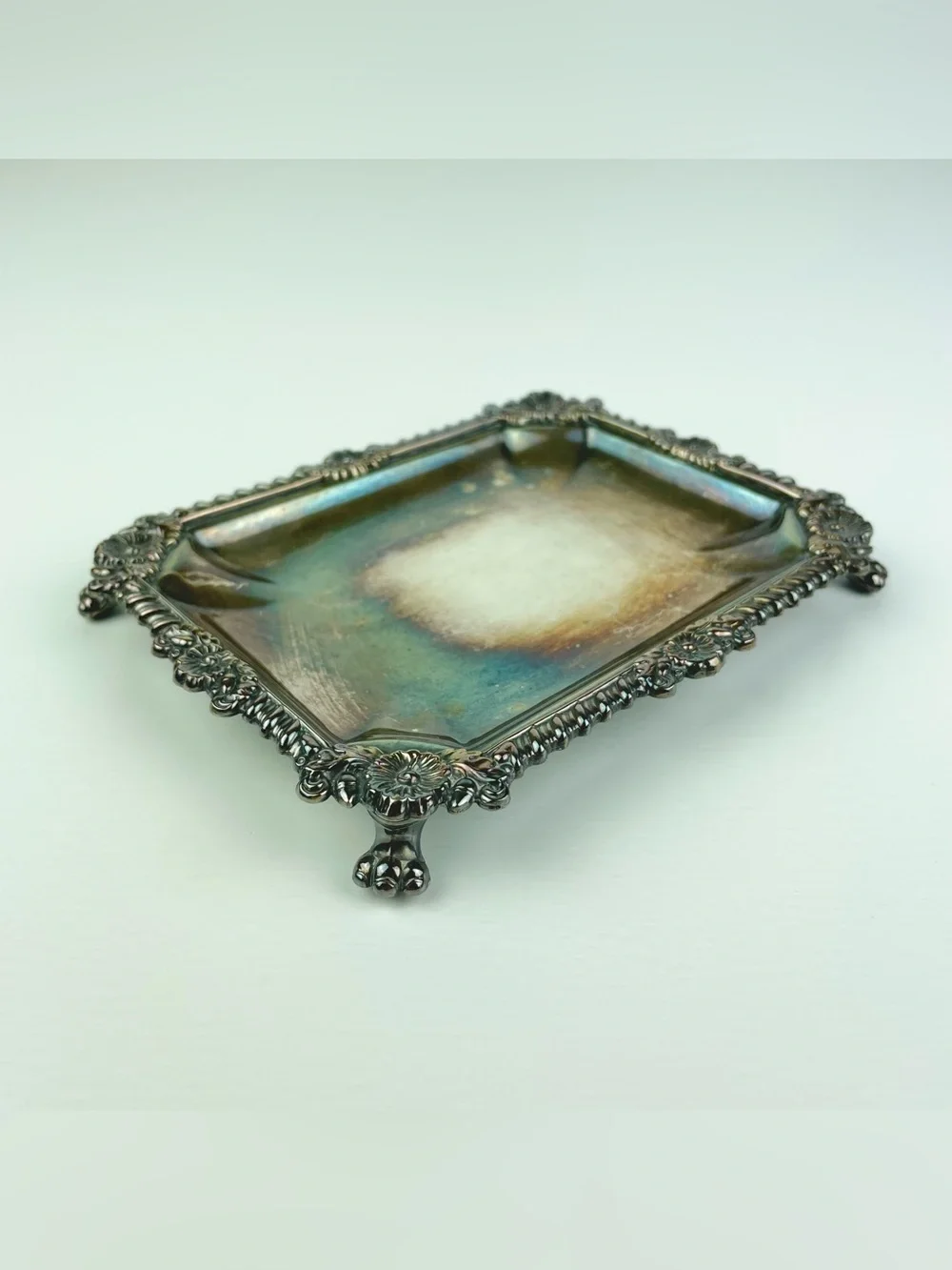 VTG Rideau Plate Silver Plated EP Copper Decorative Footed Soap Dish Victorian